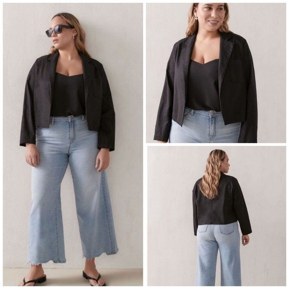 ADDITION Elle Linen Blend Jacket Size 24 - Picture 1 of 11